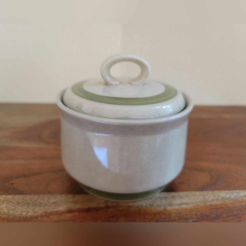 Vintage Style House Stoneware Sugar Bowl  With Lid